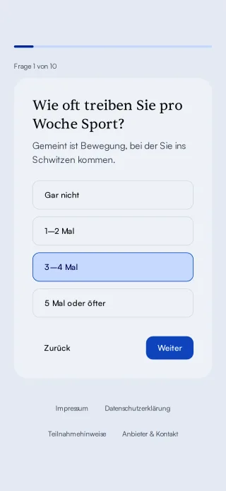 Frage im Longevity-Check auf dem Handy